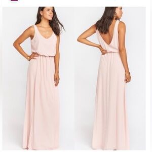 Show Me Your MuMu Kendall Dusk Pink Blush Backless V-Neck Maxi Dress Bridesmaid